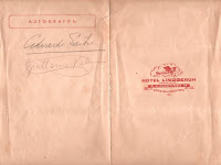 Menú del hotel Lindbergh sección de autógrafos